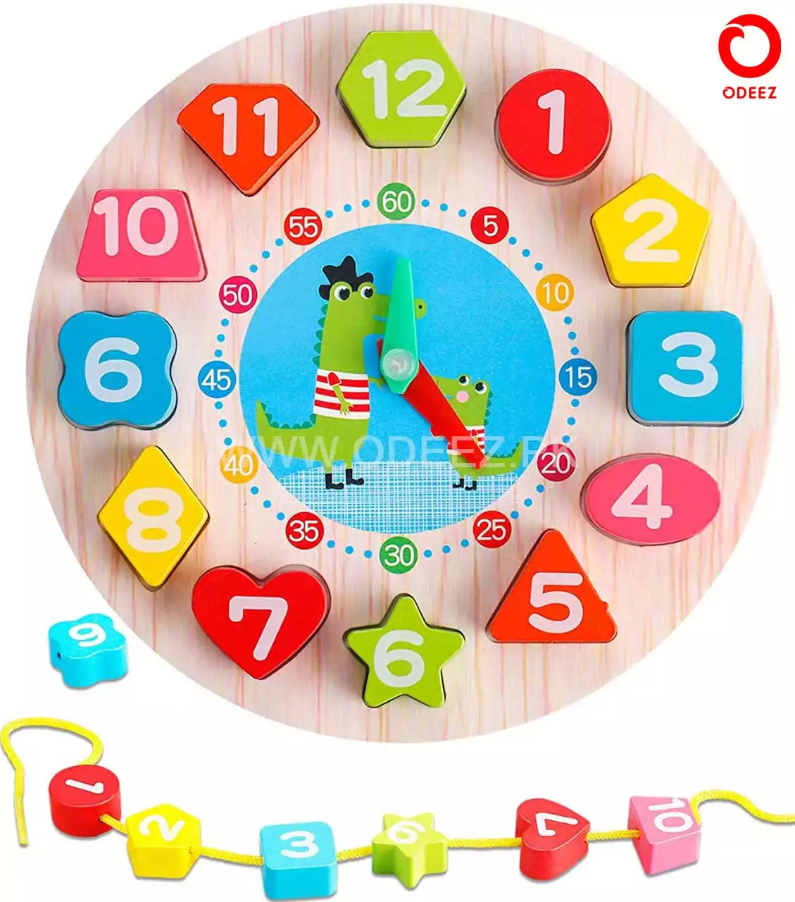 Seton Wooden Clock With Beads - Default Title - Odeez | Educational Toys Pakistan 