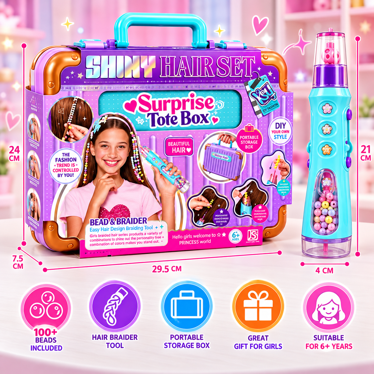 DIY Shiny Hair Braider and Accessories Surprise Tote Box  - 031
