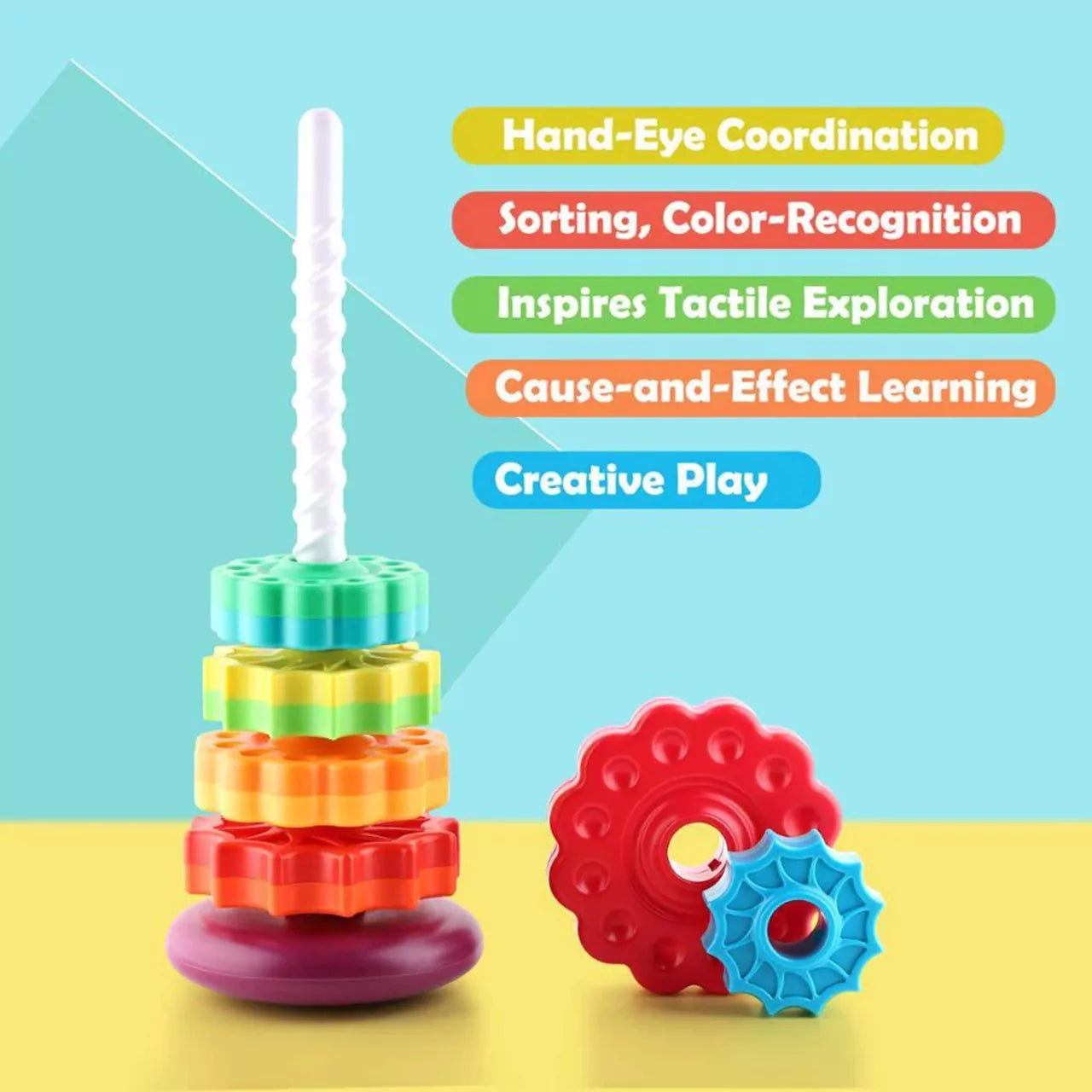 Spin Again Rainbow Tower - 5 stages - Default Title - Odeez | Educational Toys Pakistan 