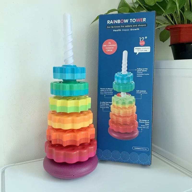 Spin Again Rainbow Tower - 5 stages - Default Title - Odeez | Educational Toys Pakistan 