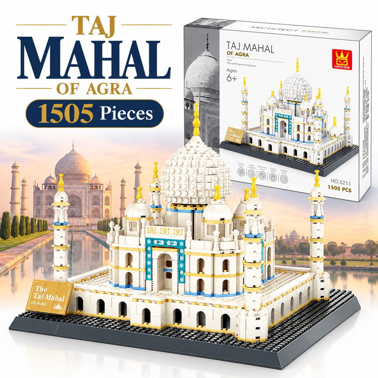 Taj Mahal of Agra Building Blocks 1505 Pieces - 211