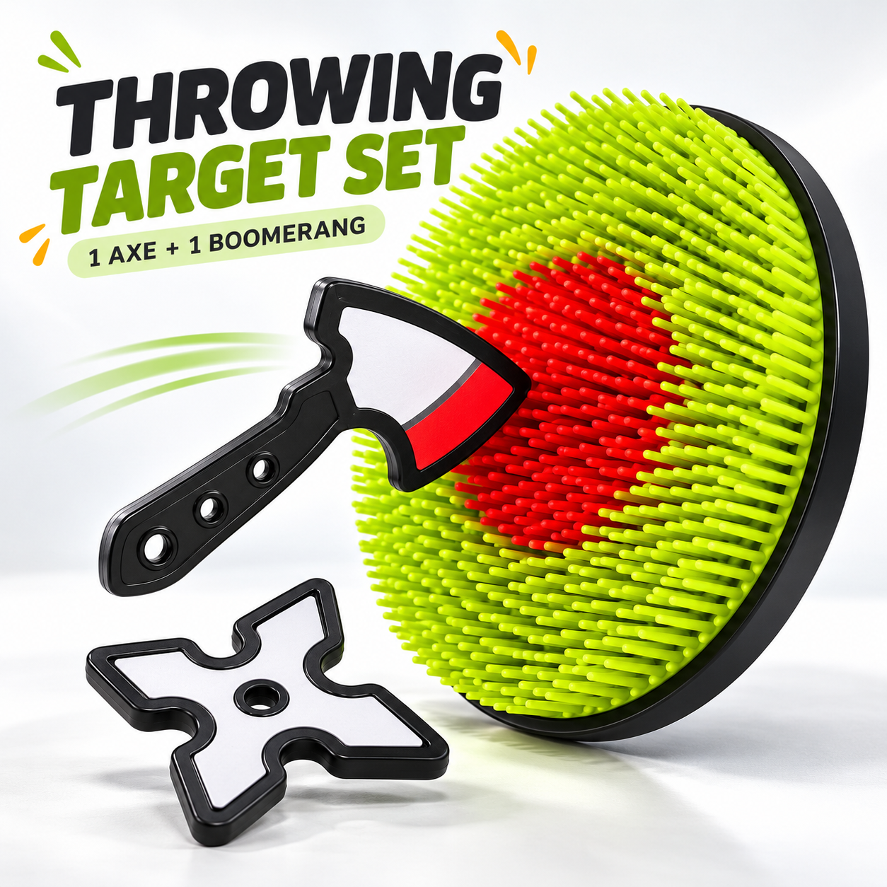 Kids Throwing Target Game Set with Soft Axe and Boomerang Indoor Outdoor Aim and Toss Toy 9949