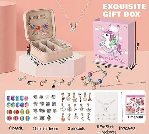 Unicorn DIY Gift Box Jewelry Making Briefcase - 23 pieces - No.762-9-No. 762-43 - Odeez | Educational Toys Pakistan 