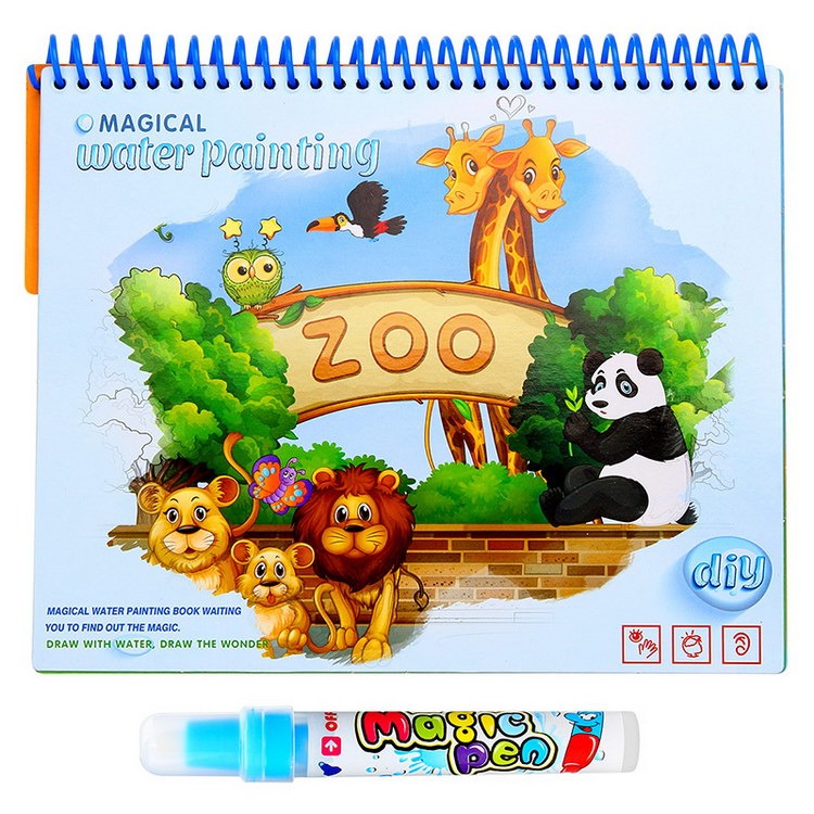 Water doodle Painting Drawing Book - Zoo - Default Title - Odeez | Educational Toys Pakistan 