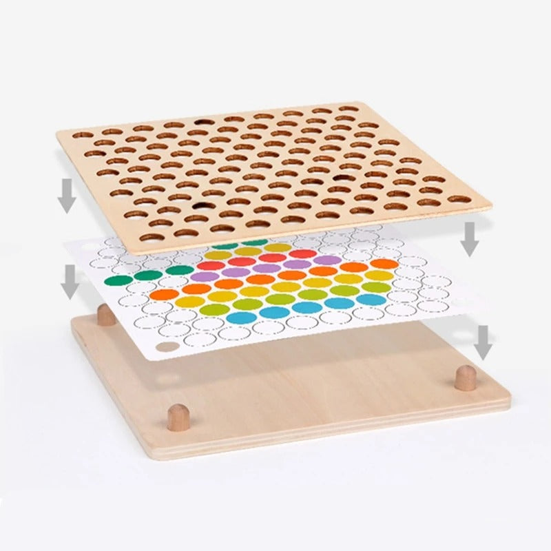 Montessori Chopsticks Color Bead Wooden Puzzle - Default Title - Odeez | Educational Toys Pakistan 
