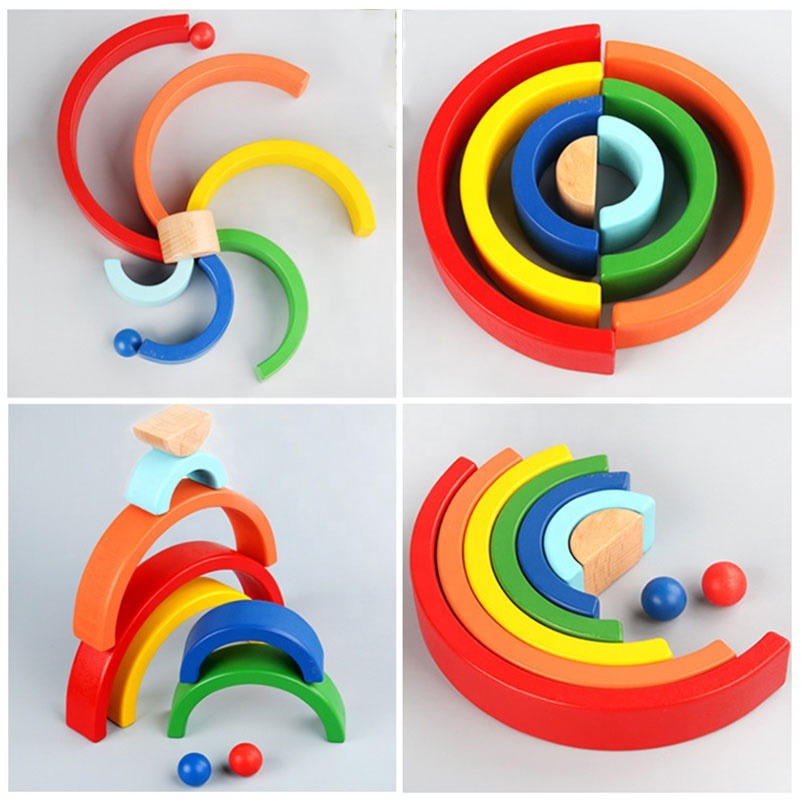 Rainbow Stacking Wooden Blocks - 7 Pieces - Default Title - Odeez | Educational Toys Pakistan 