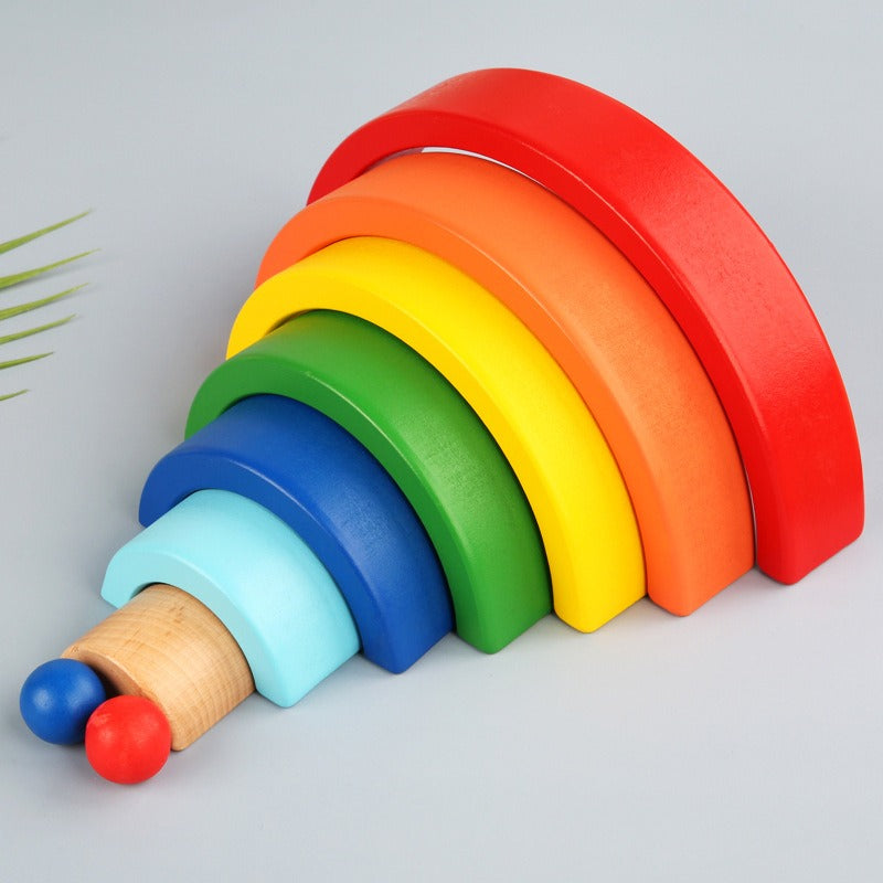 Rainbow Stacking Wooden Blocks - 7 Pieces - Default Title - Odeez | Educational Toys Pakistan 