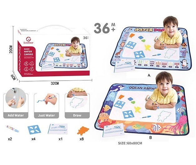 Water Doodle Zoo Animals Drawing Mat with Stencils - 60x80 cm - Default Title - Odeez | Educational Toys Pakistan 