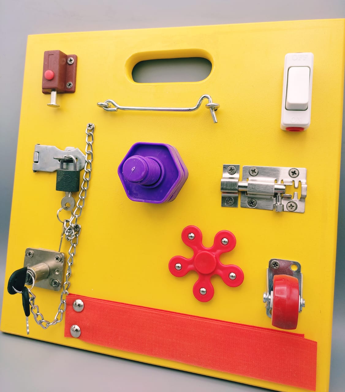 Busy Board - Montessori Activity Learning Wooden board - Yellow - Default Title - Odeez | Educational Toys Pakistan 