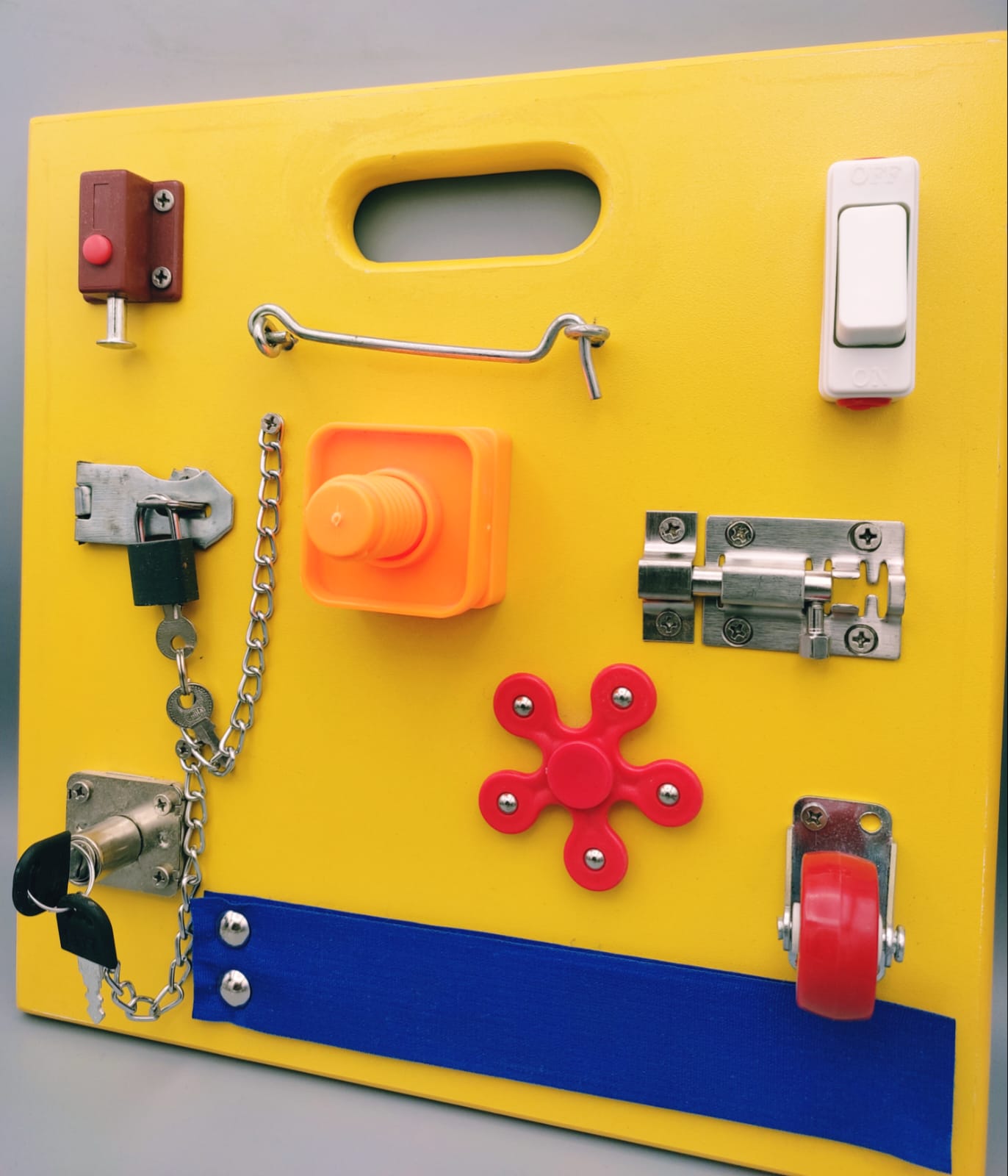 Busy Board - Montessori Activity Learning Wooden board - Yellow - Default Title - Odeez | Educational Toys Pakistan 