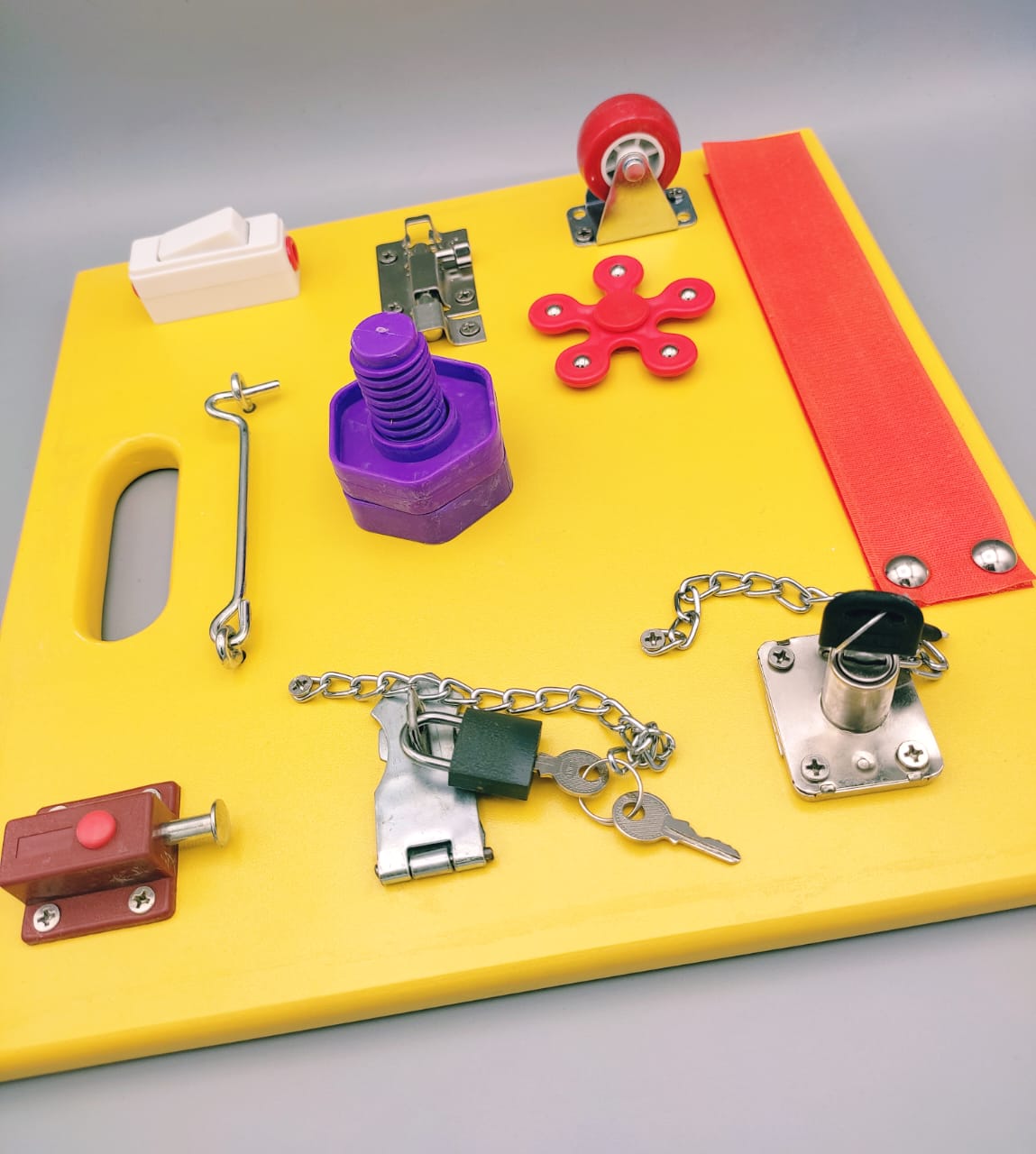 Busy Board - Montessori Activity Learning Wooden board - Yellow - Default Title - Odeez | Educational Toys Pakistan 