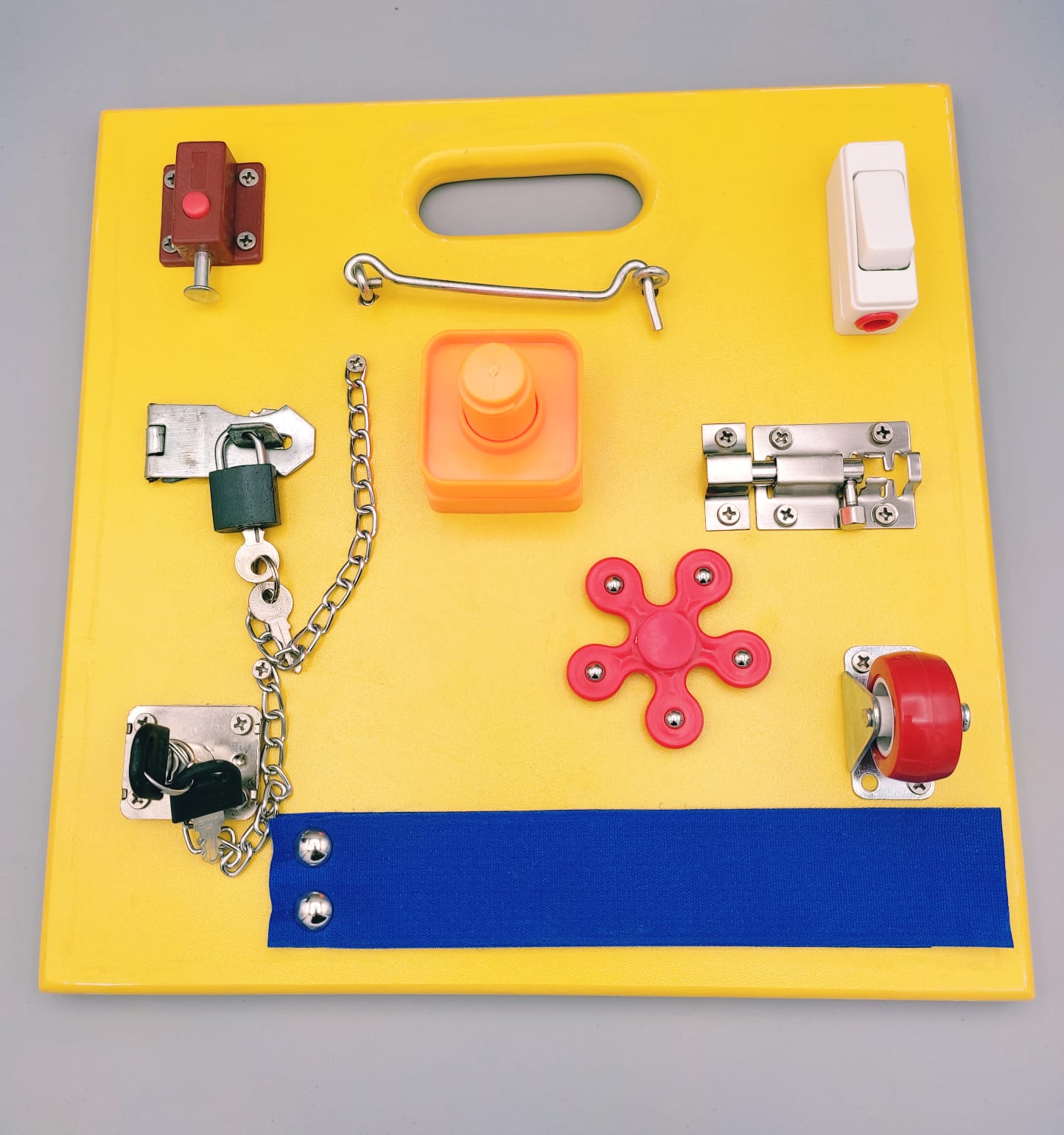 Busy Board - Montessori Activity Learning Wooden board - Yellow - Default Title - Odeez | Educational Toys Pakistan 