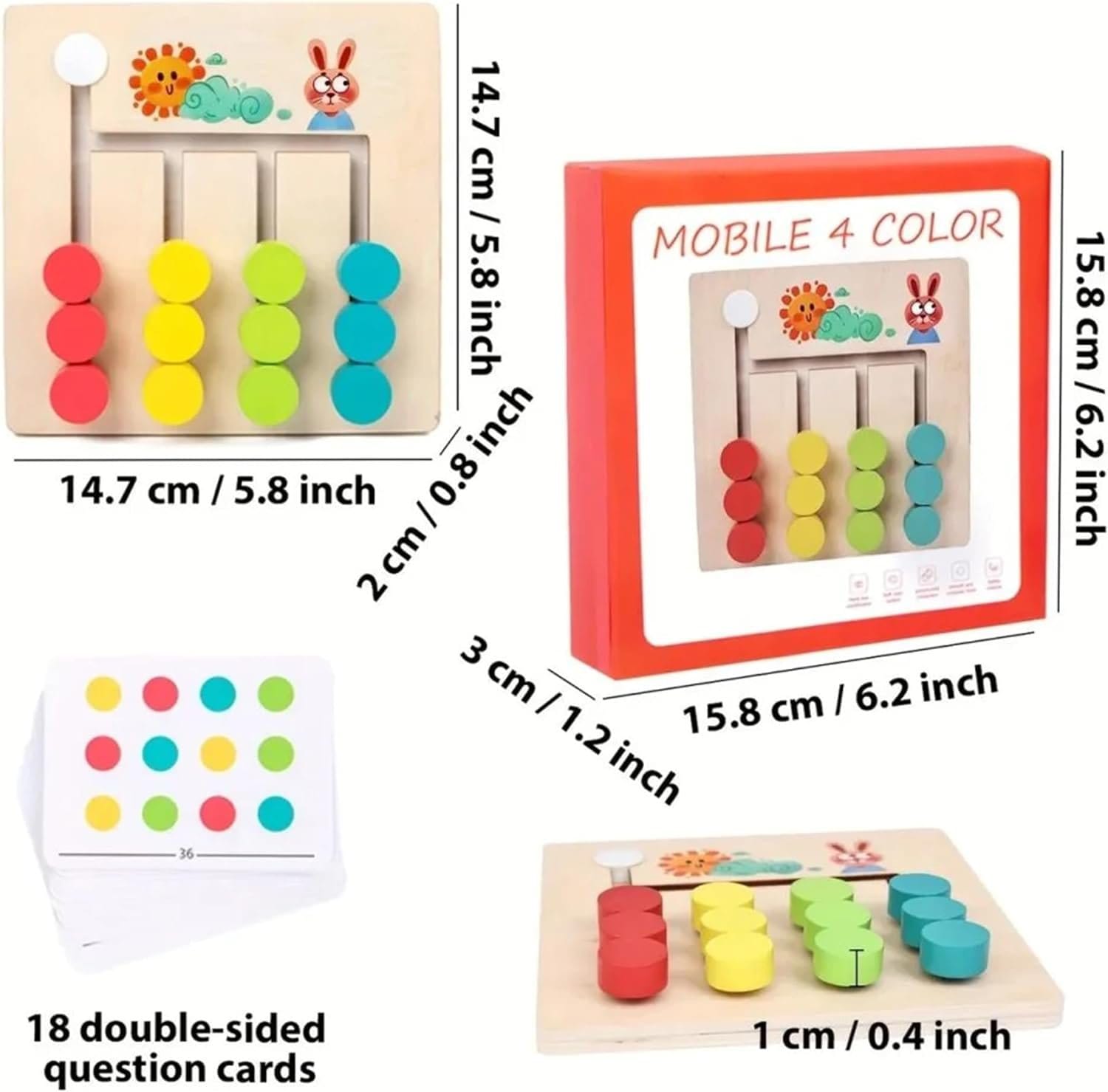 Small Wooden 4 Colour Logic Game - 061