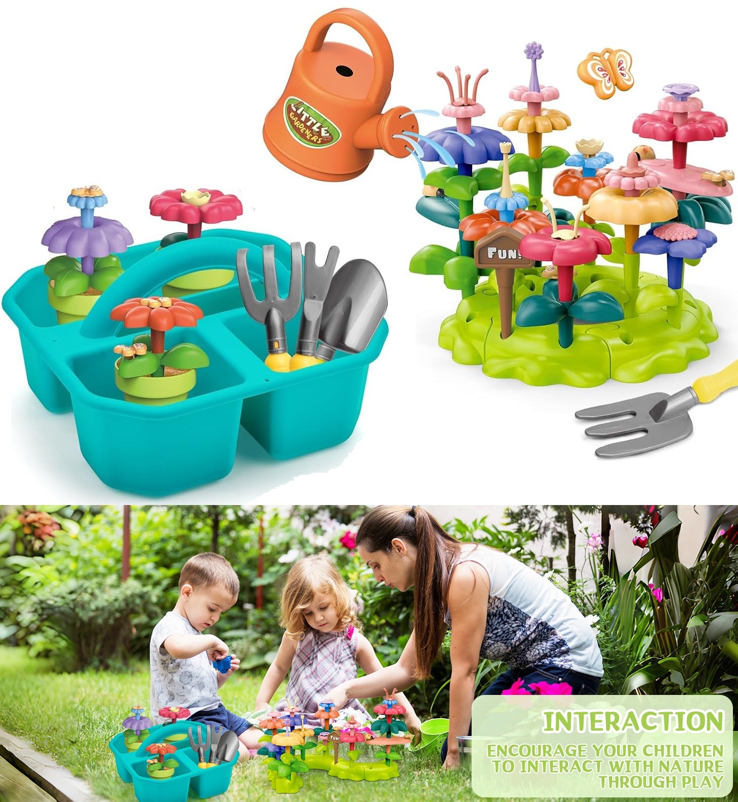 Toddler Gardening Kit with Storage Box & Flower Building Set - 425