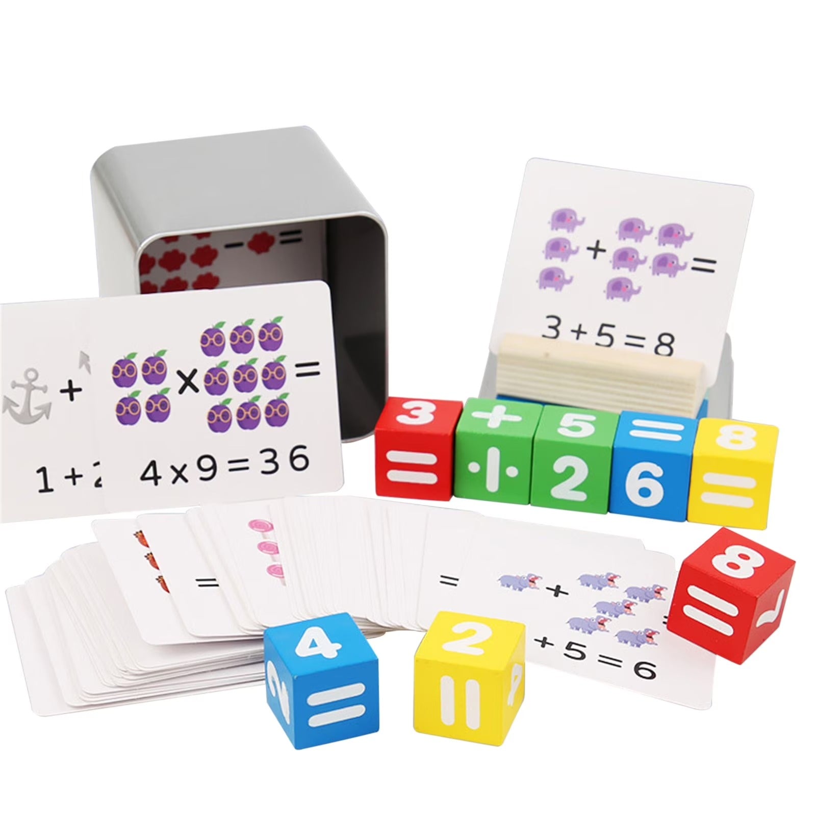 Number Counting Wooden Cube Blocks 50+ Cards - 588