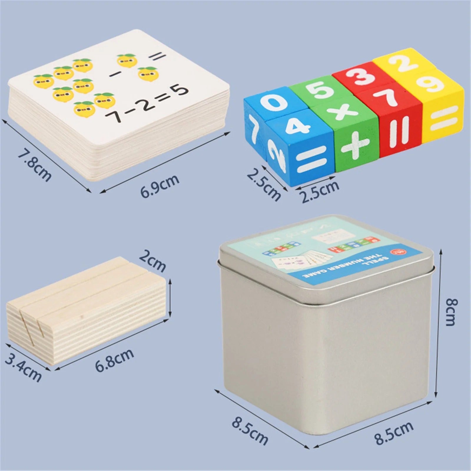 Number Counting Wooden Cube Blocks 50+ Cards - 588