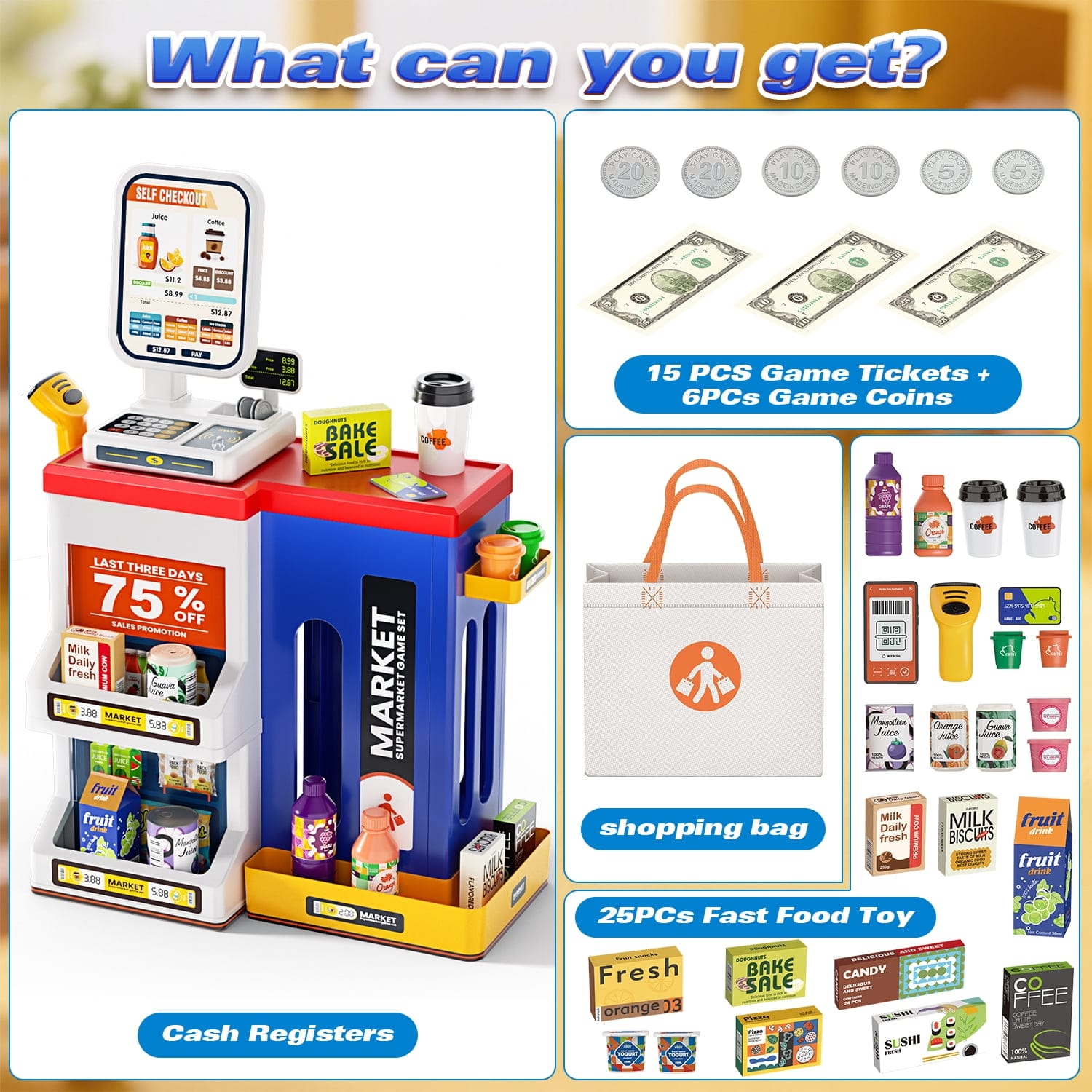 Pretend Play Realistic Shopping Fun Supermarket Set - 149