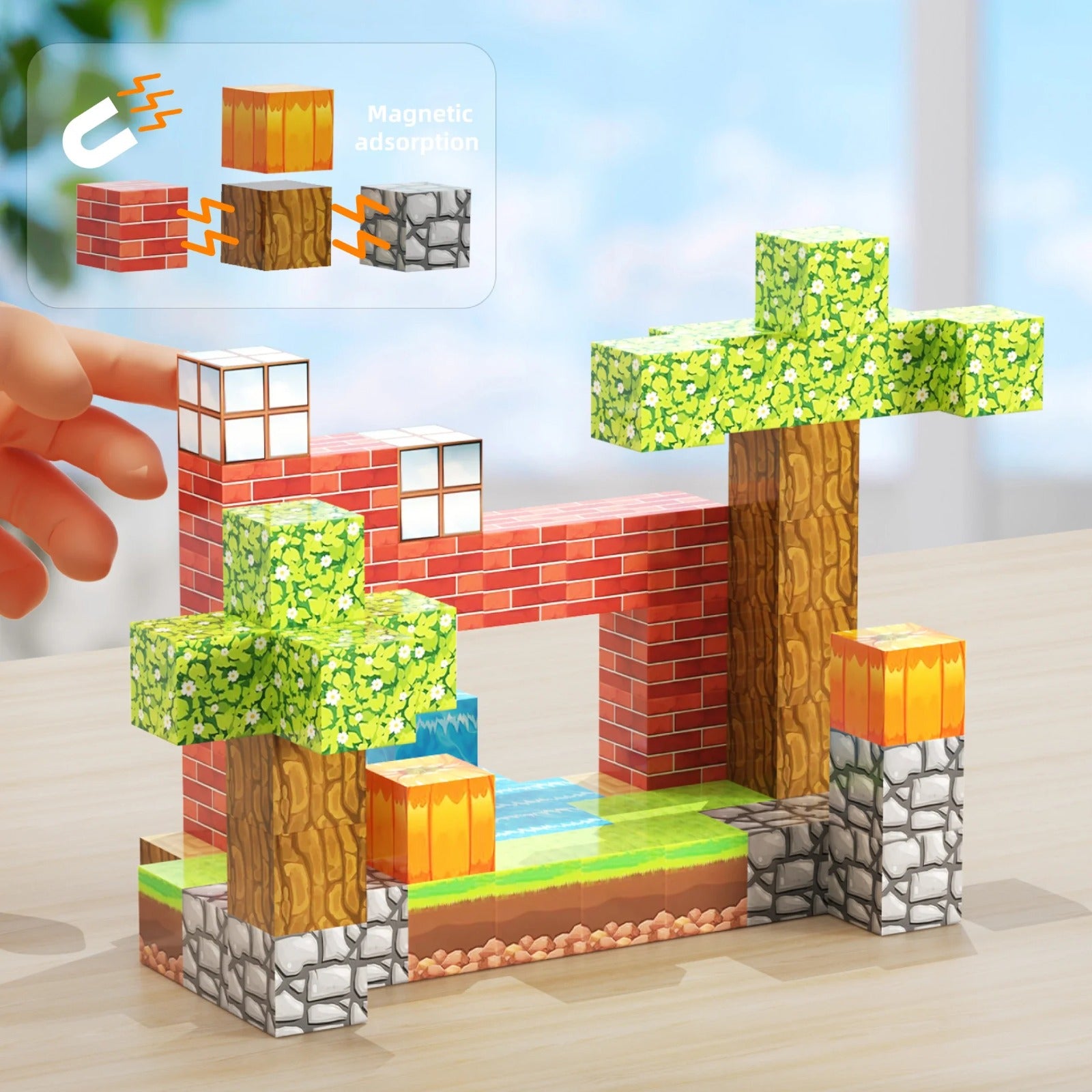 3D Magnetic Cube World Construction Blocks 45 and 60 Pieces - 011