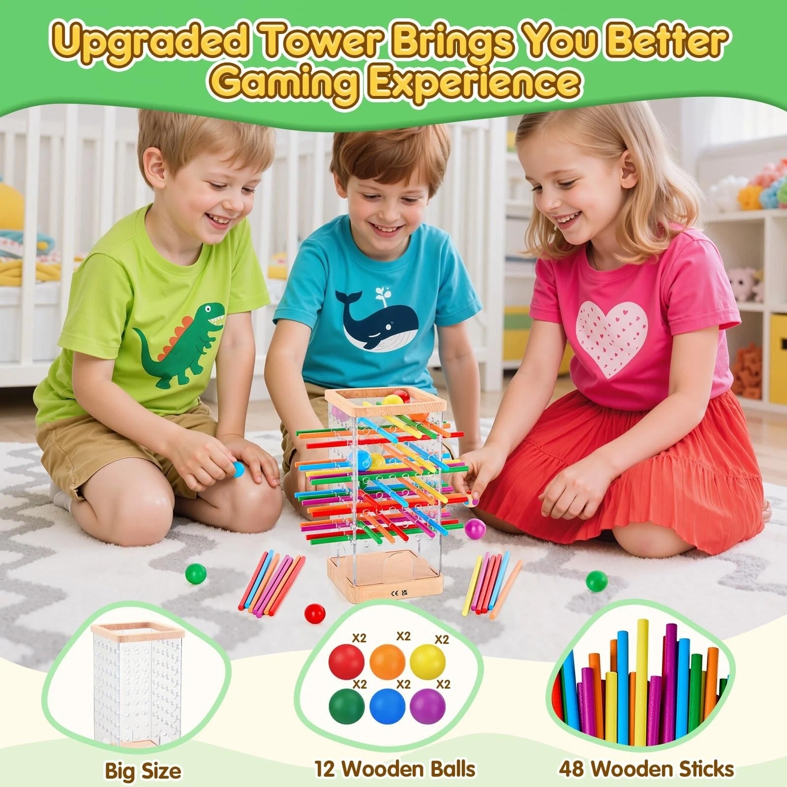Colorful Stick Drop Tower Balance Game