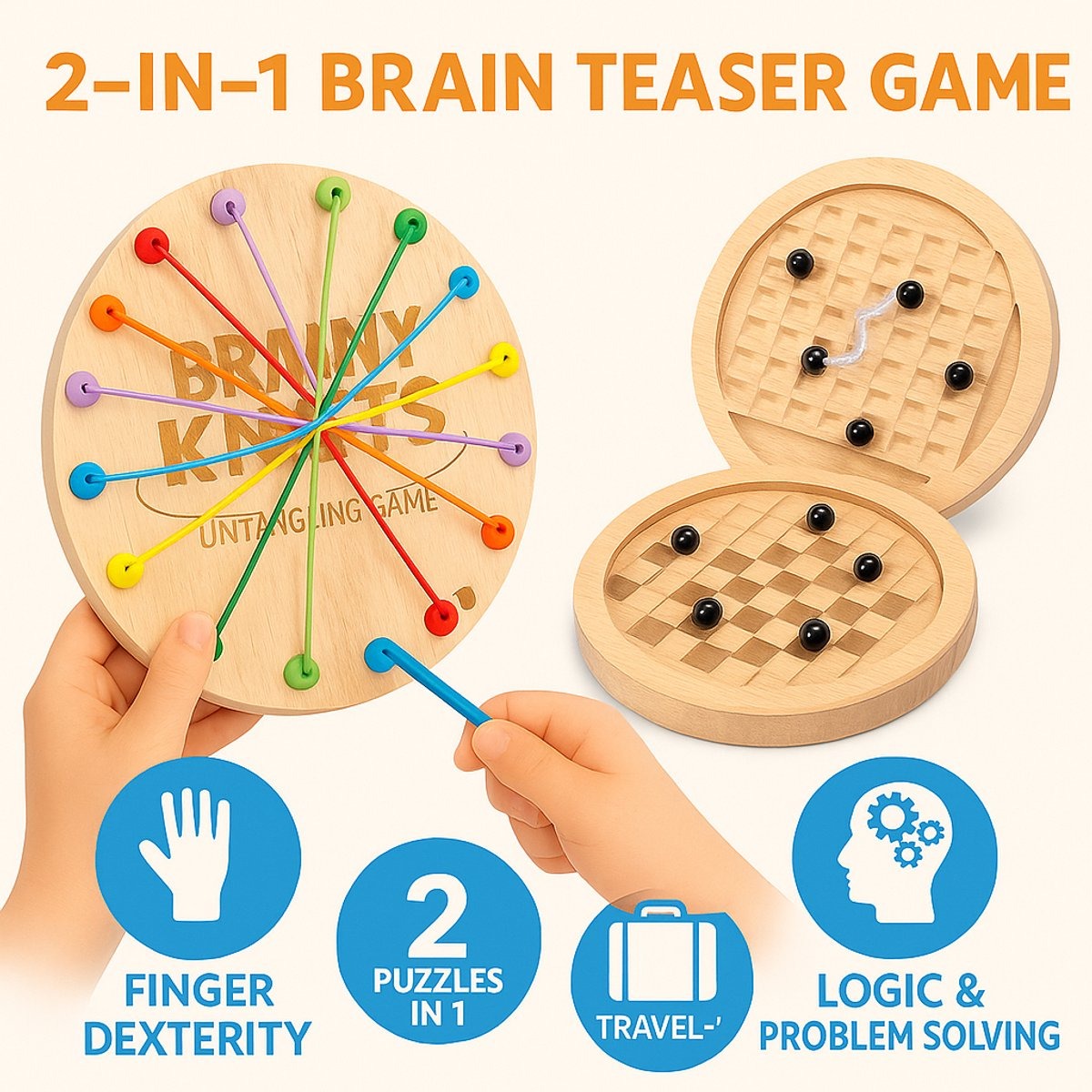 2in1 Magnetic Chess & Brain Knot Puzzle Game