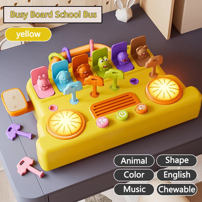 6in1 Multifunctional School Bus Activity Busy Board for Toddlers - B69