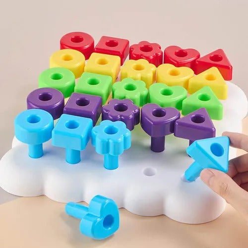 Color Pegs Stacking Board Game with Lacing 26 Pieces - 009