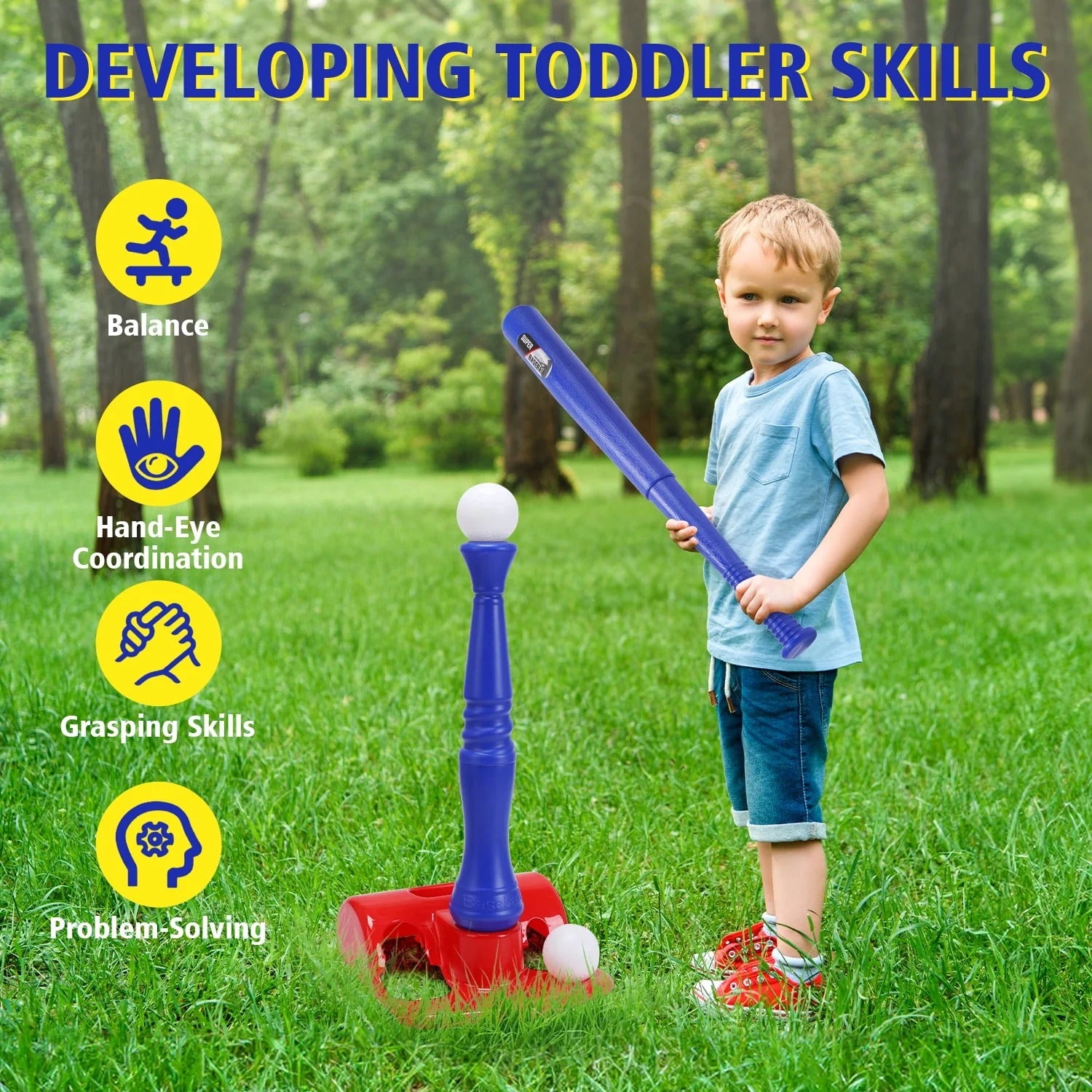 Kids Baseball T-Ball Set – 2-in-1 Training and Play Kit - 959