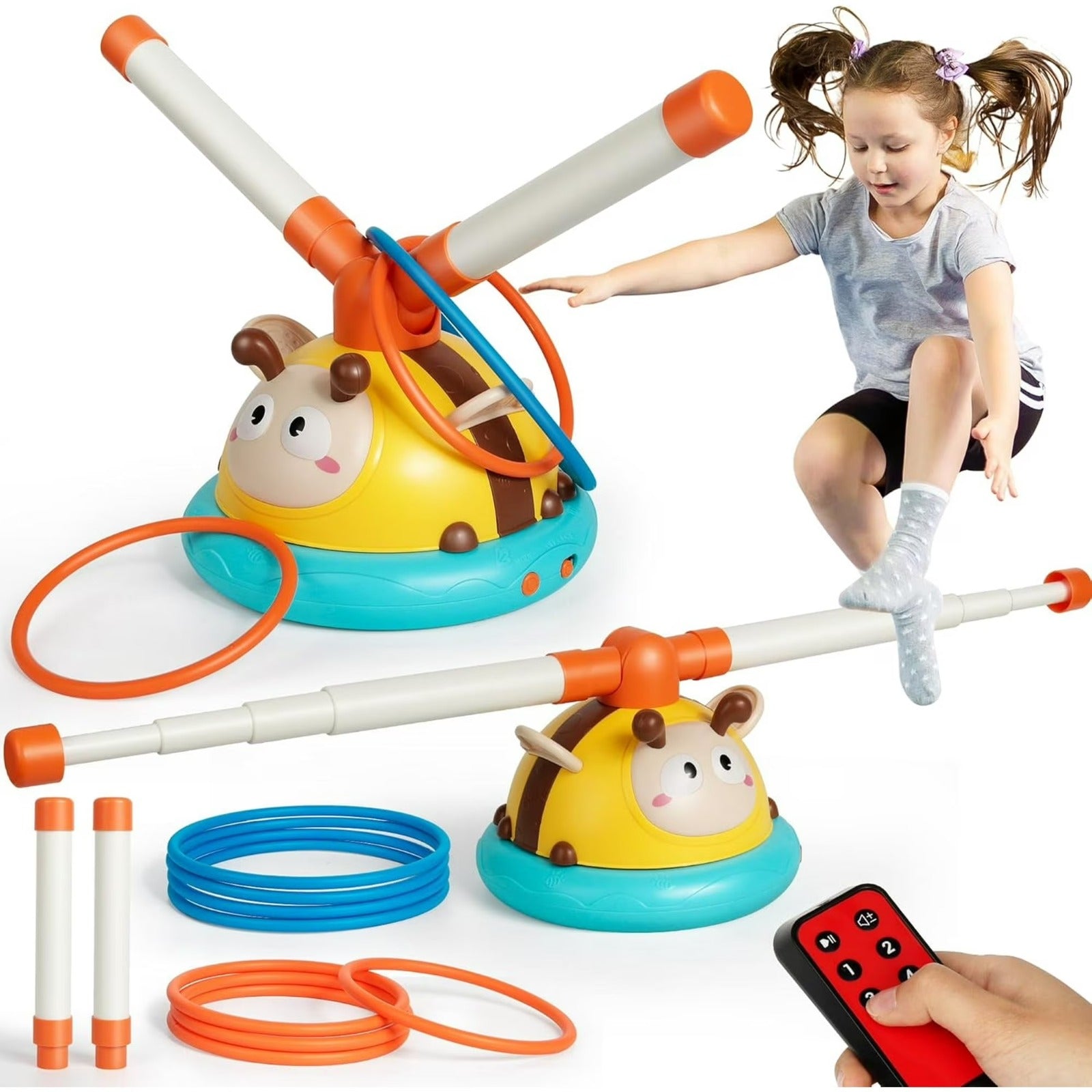 2-in-1 Musical Jump and Ring Toss Game for Kids