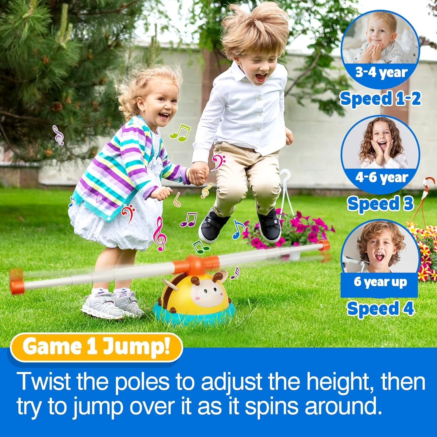 2-in-1 Musical Jump and Ring Toss Game for Kids
