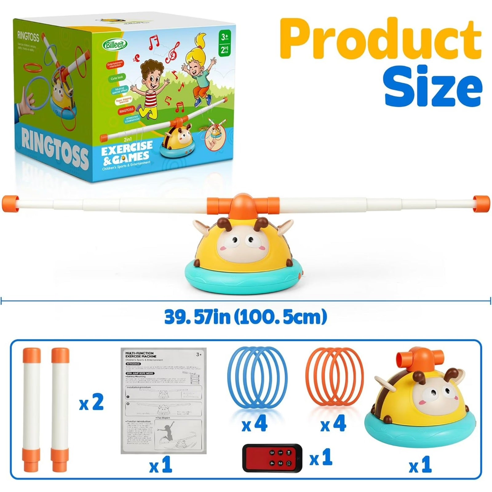 2-in-1 Musical Jump and Ring Toss Game for Kids