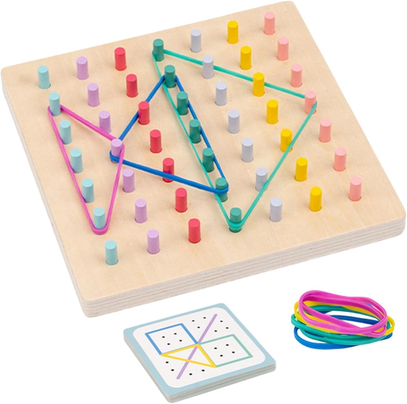 Wooden Geoboard Pattern Puzzle  Montessori Shape Building Board - 857