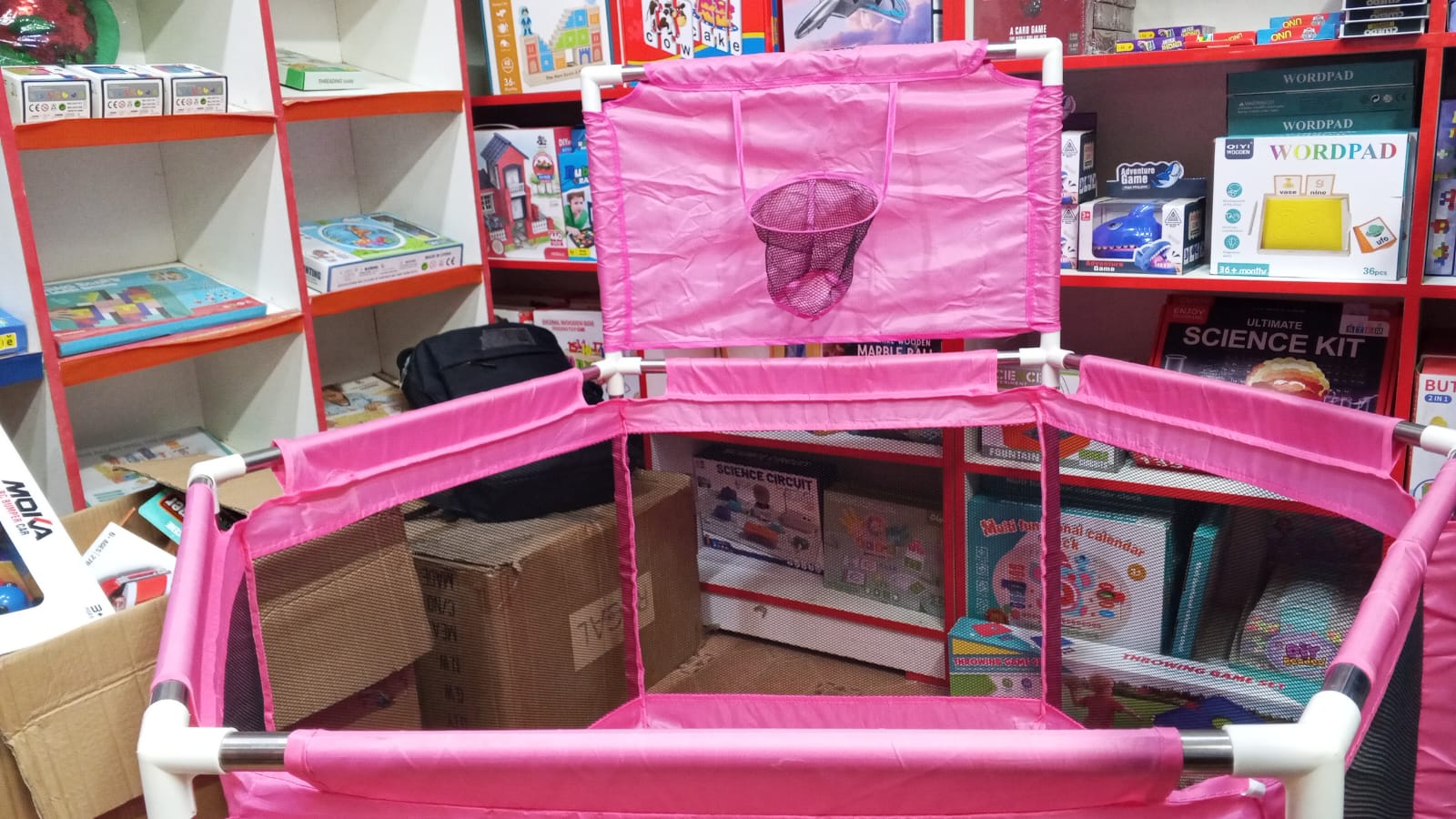 Slightly Fault - Hexagon Safety Playpen Basketball Arena for Kids