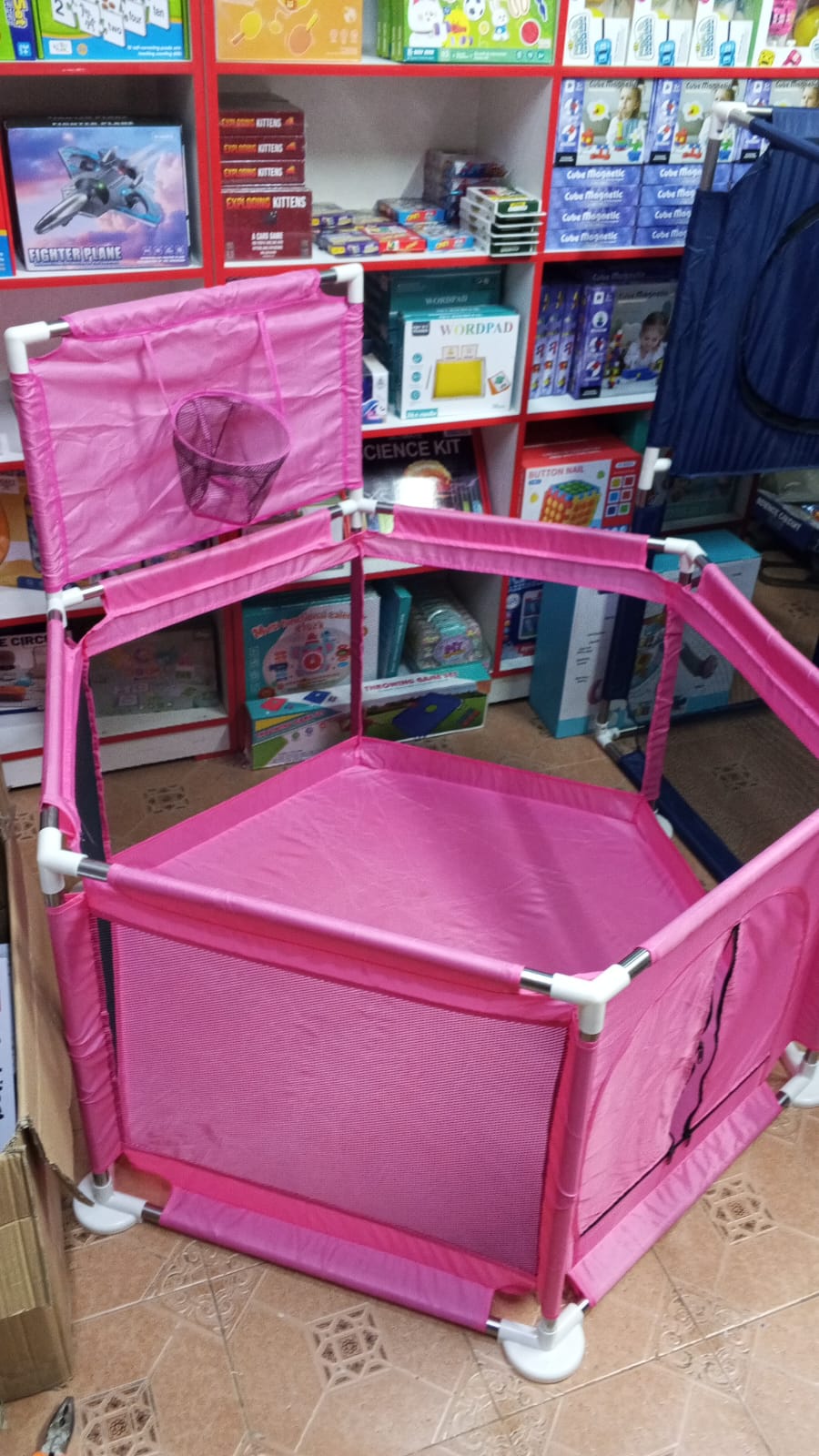 Slightly Fault - Hexagon Safety Playpen Basketball Arena for Kids