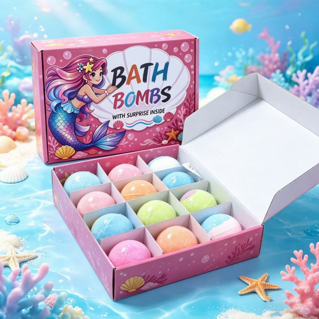 Colorful Bath Bomb Gift Set with Colorful Fizzy Surprise Mermaid