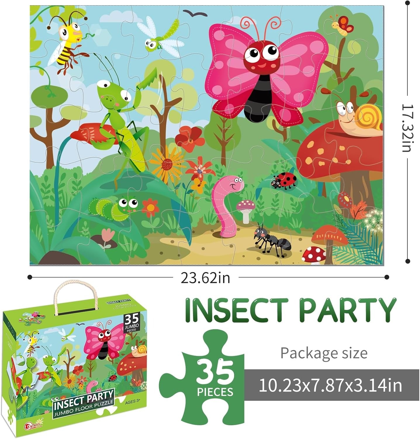 Insect Party Jumbo Jigsaw Floor Puzzle - 35 pieces