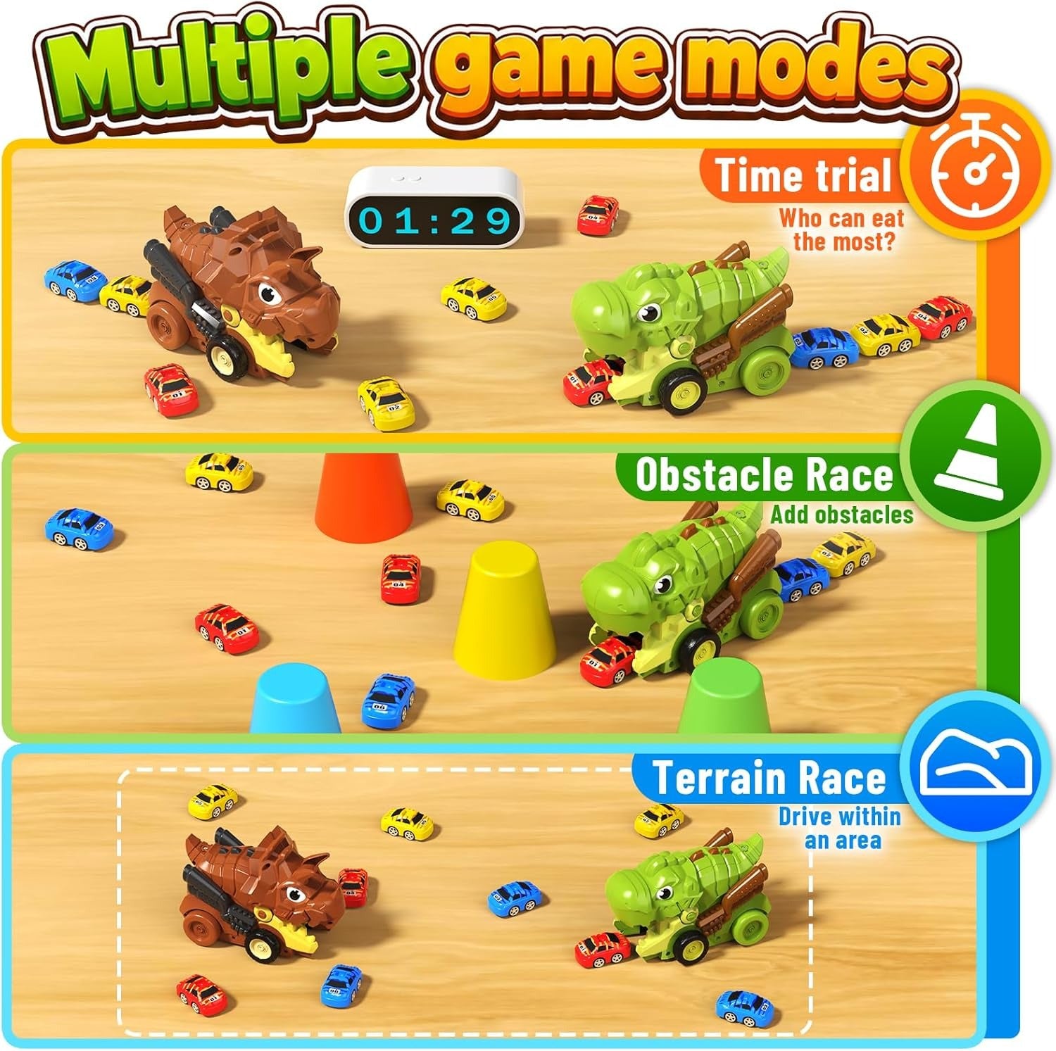 RC Dinosaur Eating Car Mini Magnetic Cars 6 pieces - 106
