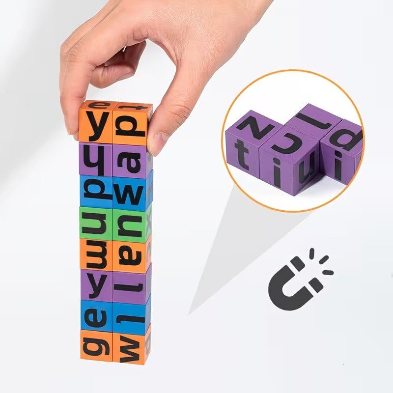 Magnetic Word Spelling Game 28pcs Cube - 2 to 4 Players
