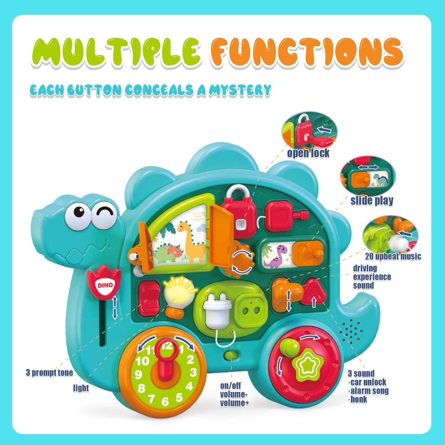 Multifunction Busy Board Dinosaur Activity Car - 25A