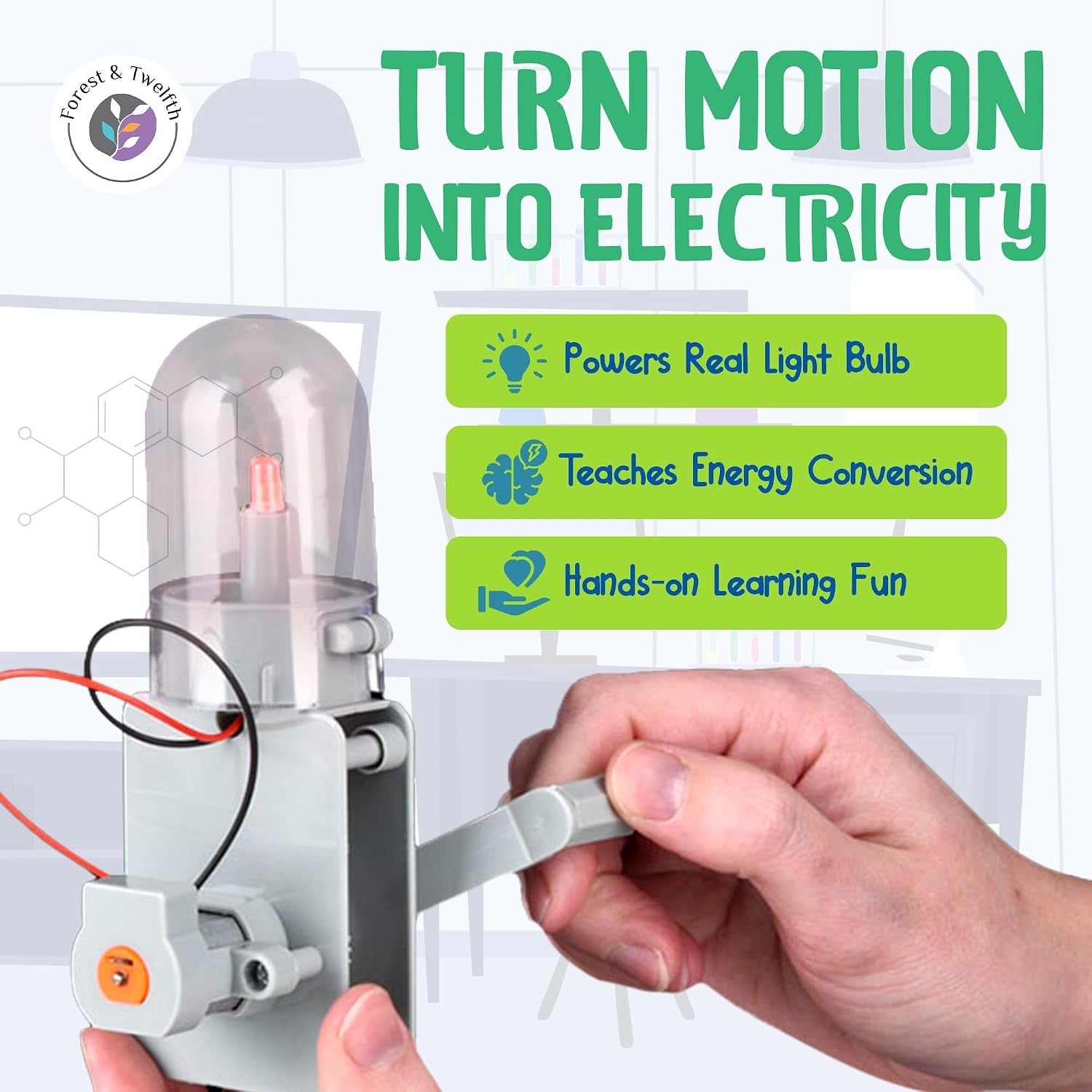 Dynamo Torch Science Kit Hand Crank LED Generator Experiment - 005