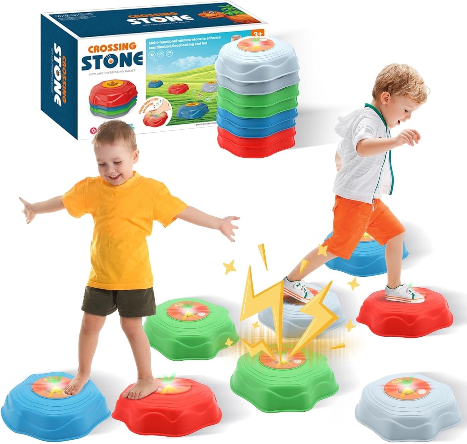 Anti-Slip Light-Up Balance Stepping Stones - 8 PCS