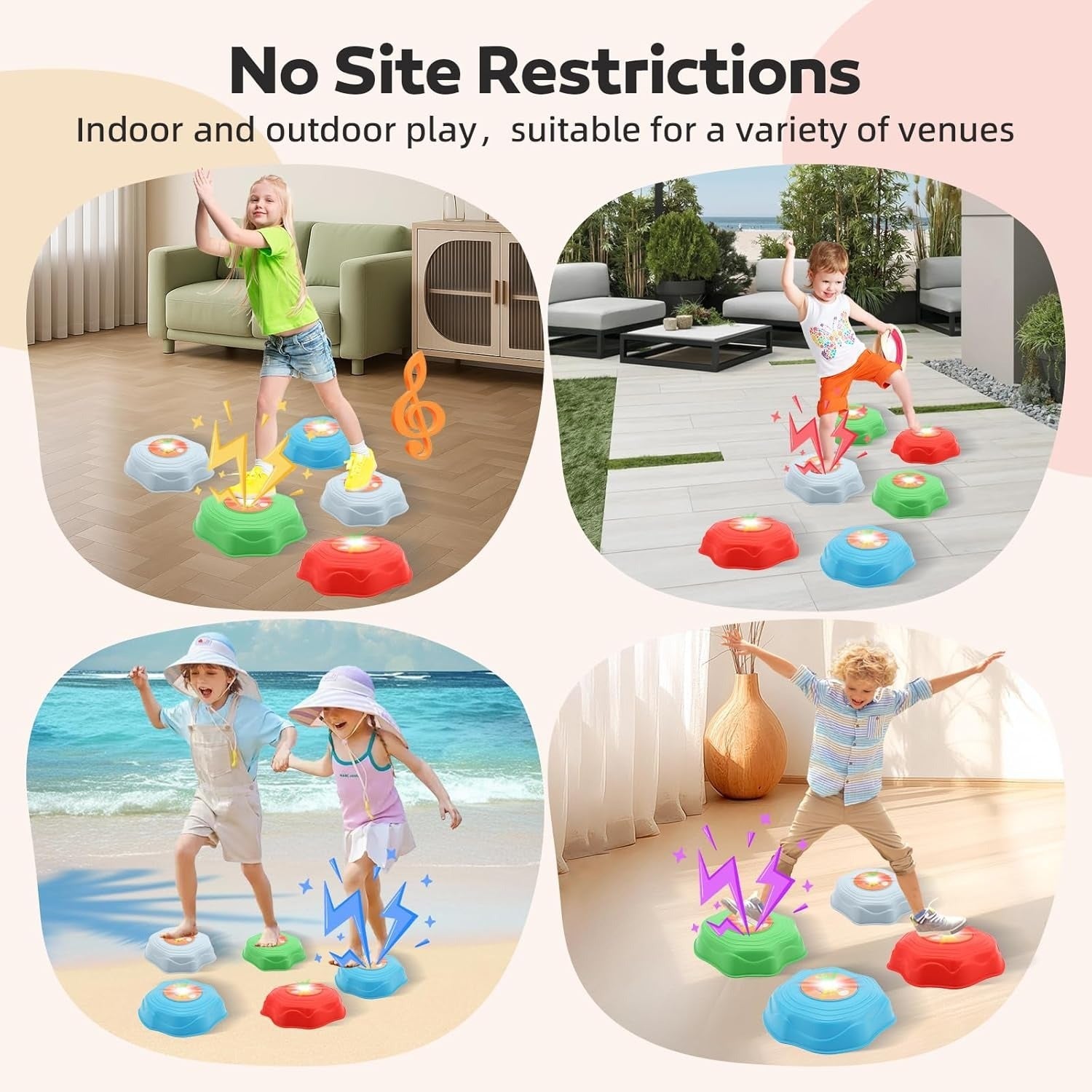 Anti-Slip Light-Up Balance Stepping Stones - 8 PCS