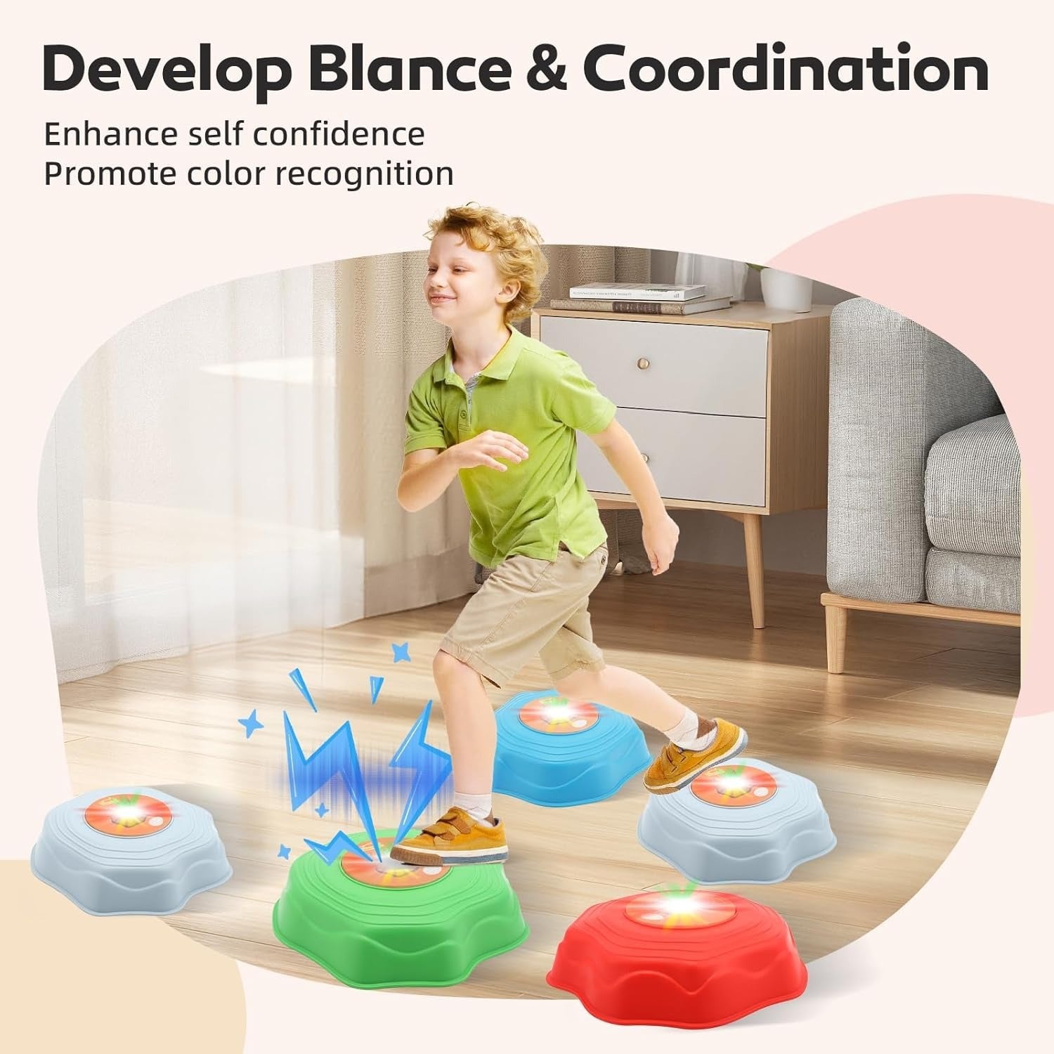 Anti-Slip Light-Up Balance Stepping Stones - 8 PCS