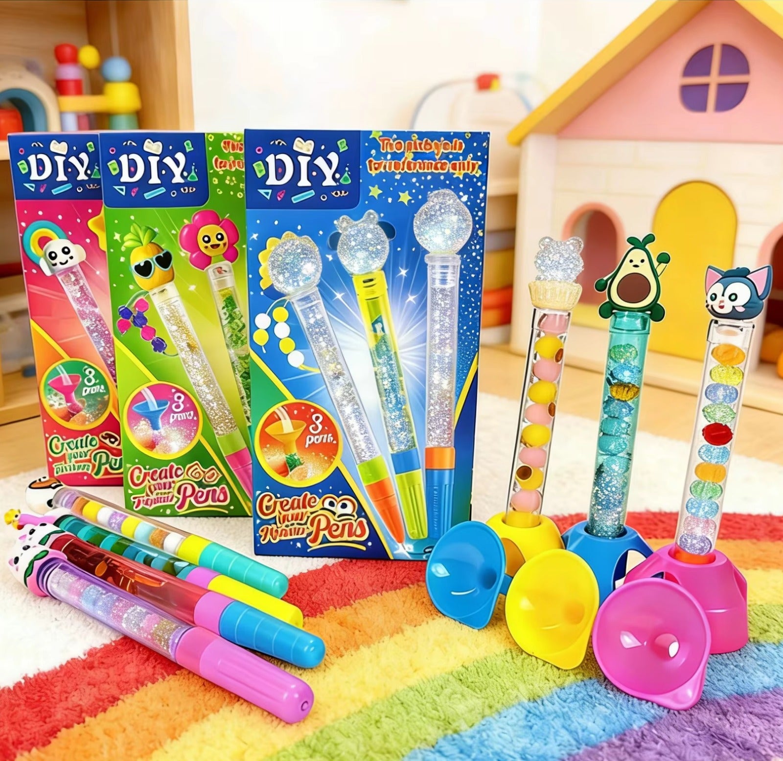 DIY Create Your Own Tropical Glitter Pen 3 pens - 825