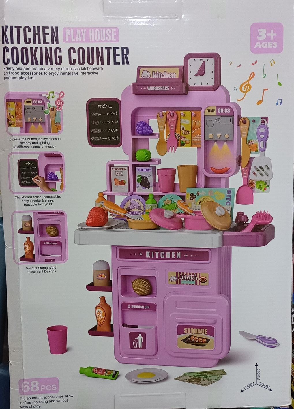 Kids Kitchen Play Set Interactive Cooking Counter and Pretend Play Kitchen