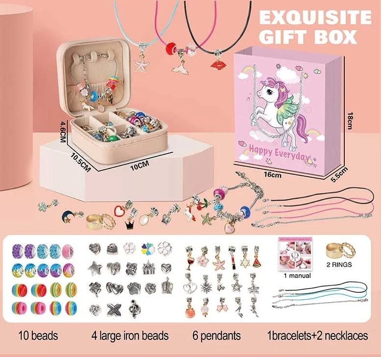 Unicorn DIY Gift Box Jewelry Making Briefcase - 23 pieces - No.762-9-No. 762-43 - Odeez | Educational Toys Pakistan 