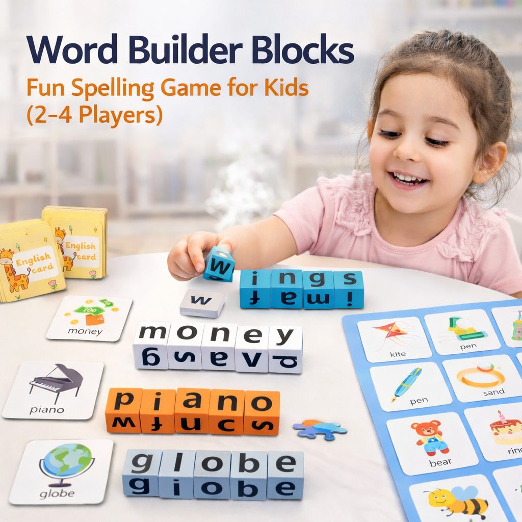 Wooden Spelling Blocks Game - 2 to 4 Players