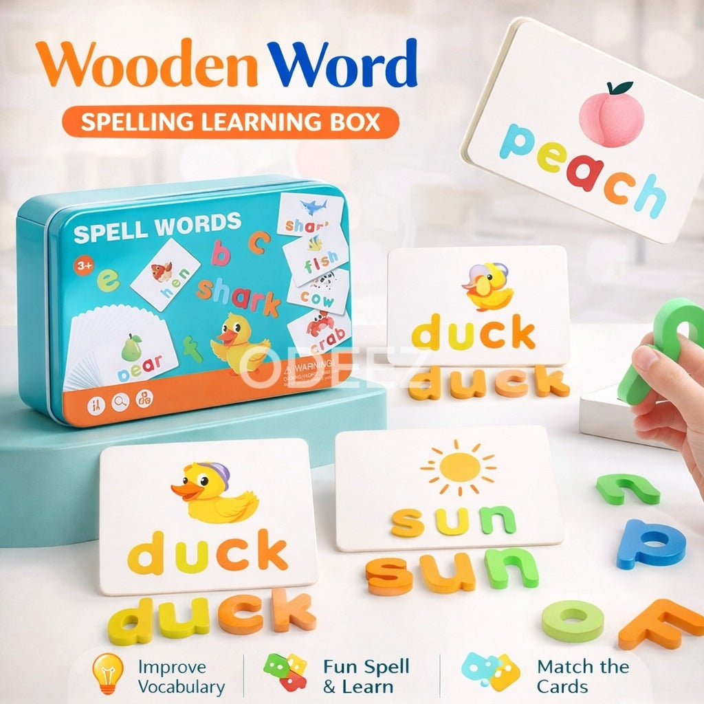 Wooden Word Spelling Learning Tin Box - 781