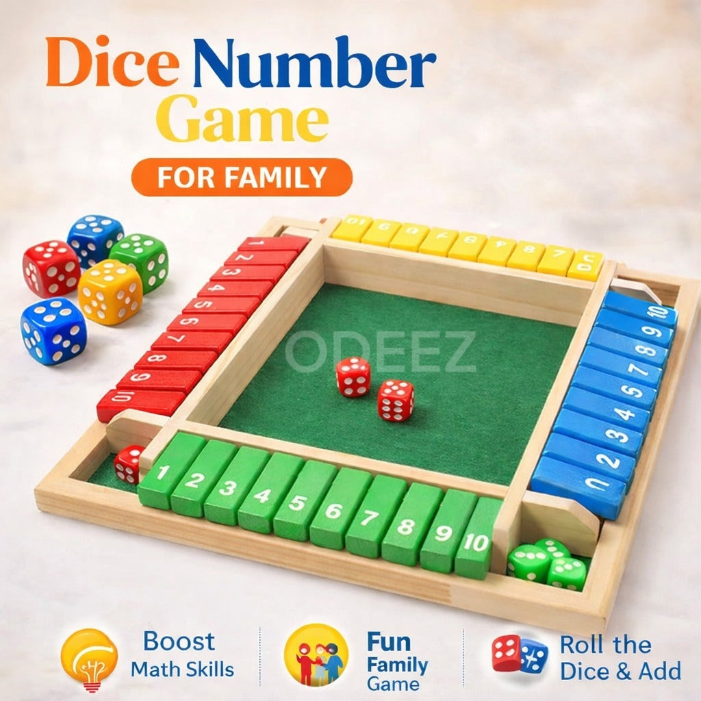 Colorful Wooden Dice Number Game for Family - 748