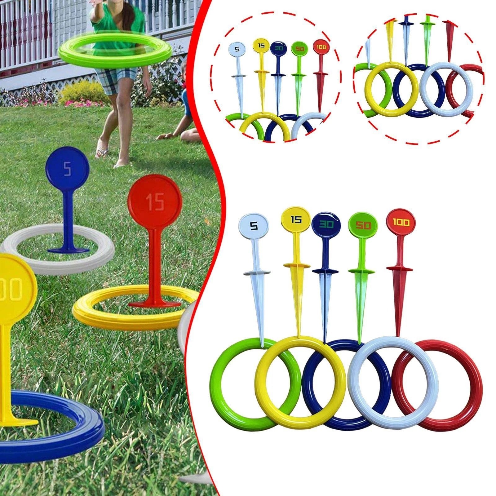 Ring Toss Game Set with Score Targets for Family Play - 002