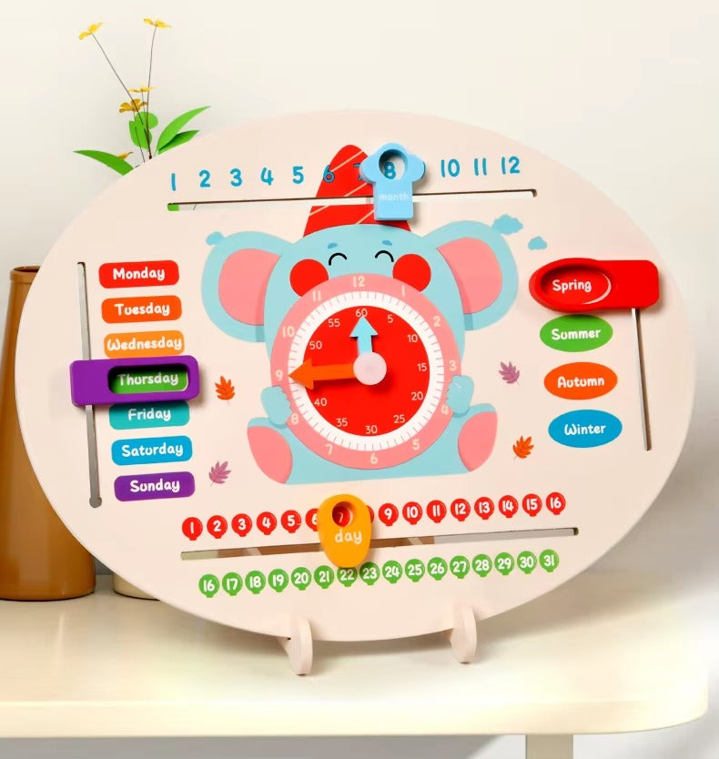 Kids Wooden Calendar Learning Board with Clock - 863